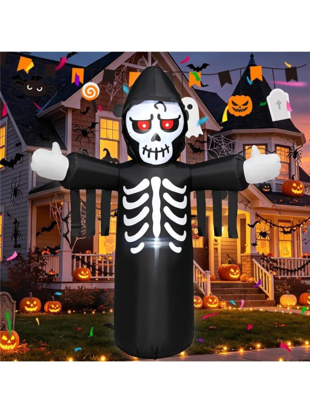 5FT Death Inflatable with Built-in LED Light Halloween Decoration